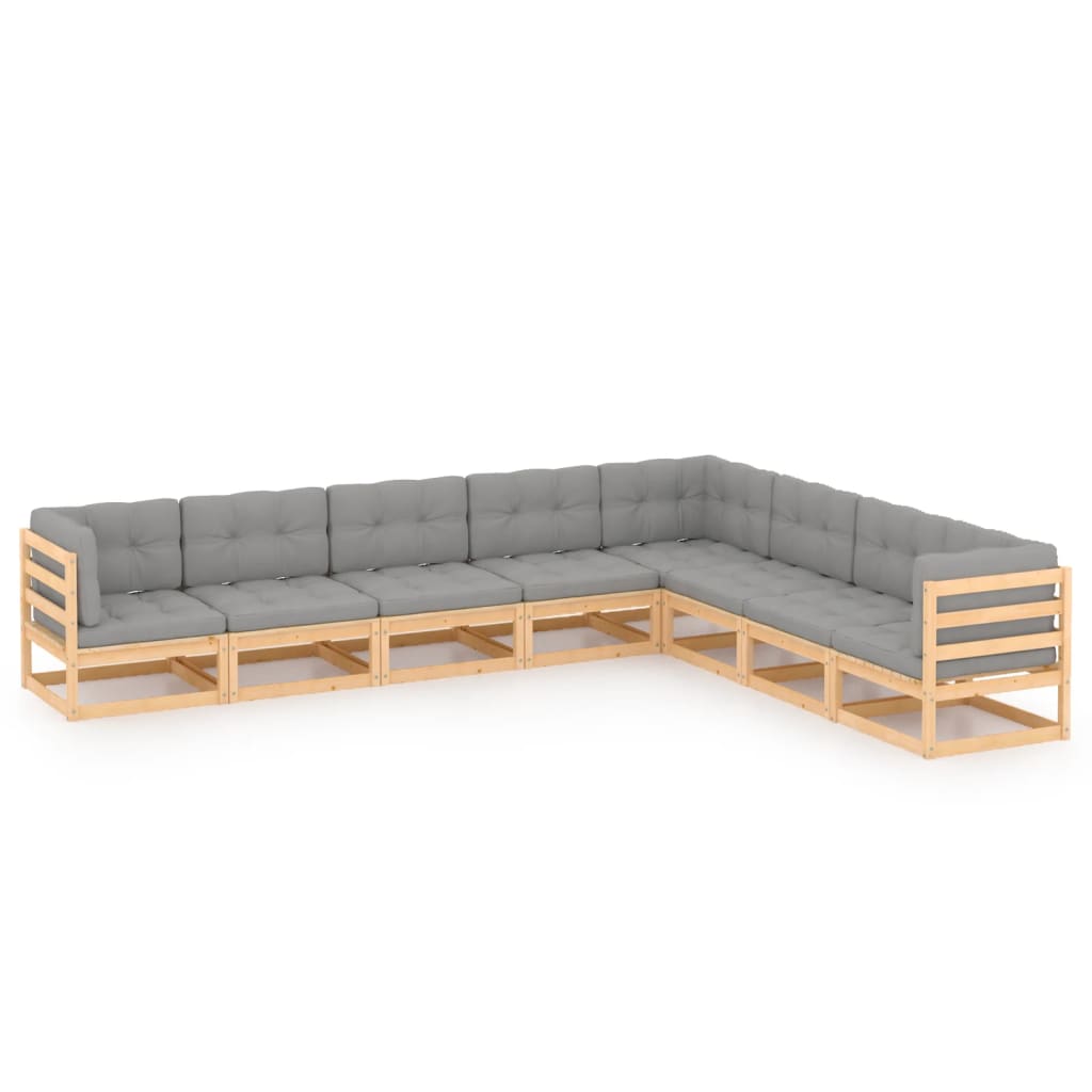 8-tlg. Garten-Lounge-Set mit Kissen Kiefer Massivholz